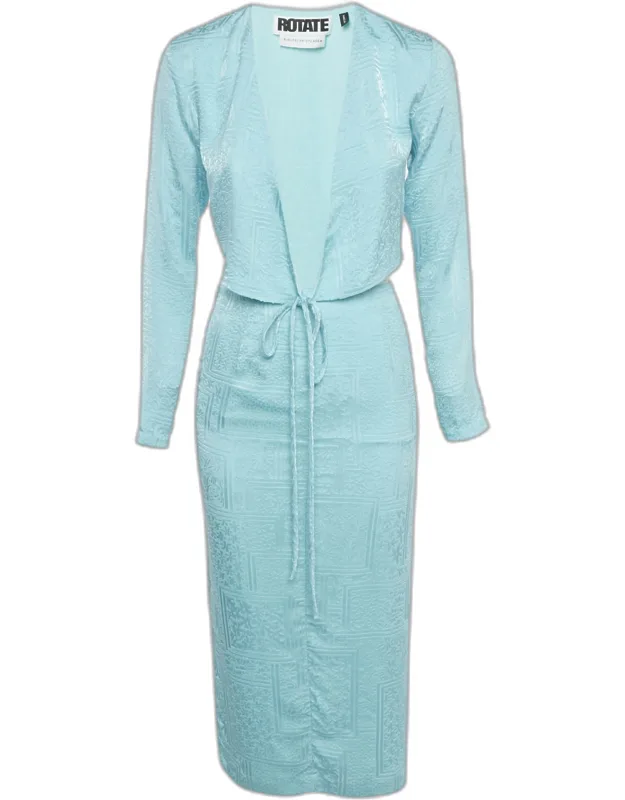 Textured Jacquard Wrap Top And Skirt Set
