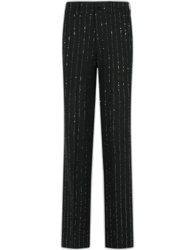 'lady Fit' Sequined Pants With Zipper Flap And Welt Pockets