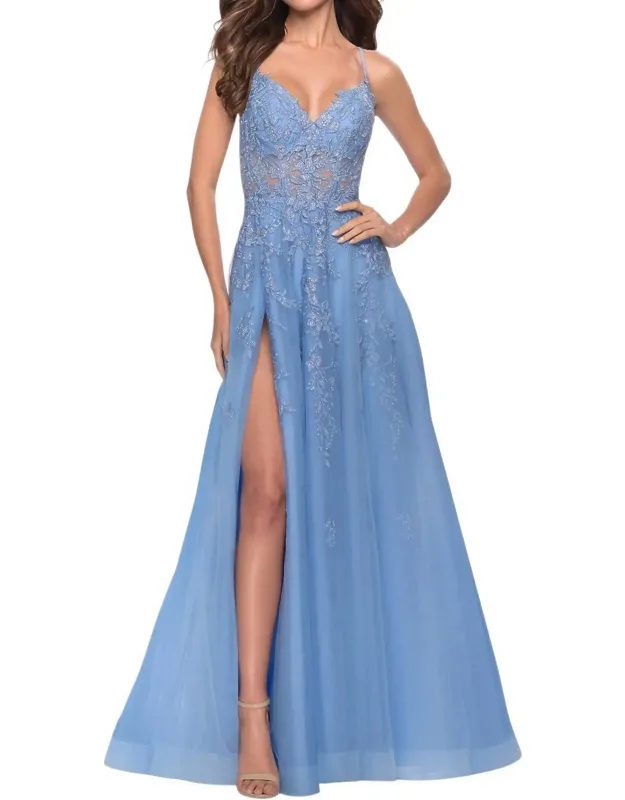 Sheer Waist A-line Prom Dress