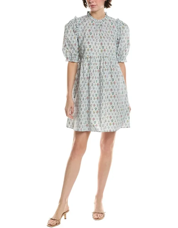 Mini Dress With Ruffle Trim And Pockets