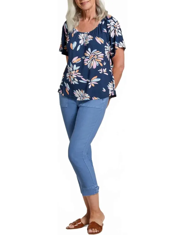 Flutter Sleeve Scoop Neck Top