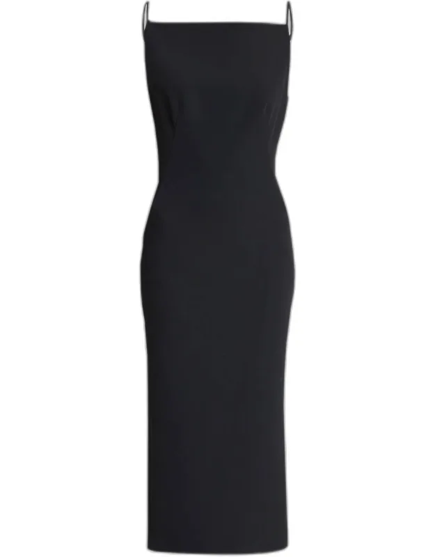 Square-neck Sleeveless Midi Dress
