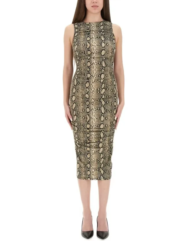 Animal Print Dress With 86% Recycled Viscose And 14% Elastane