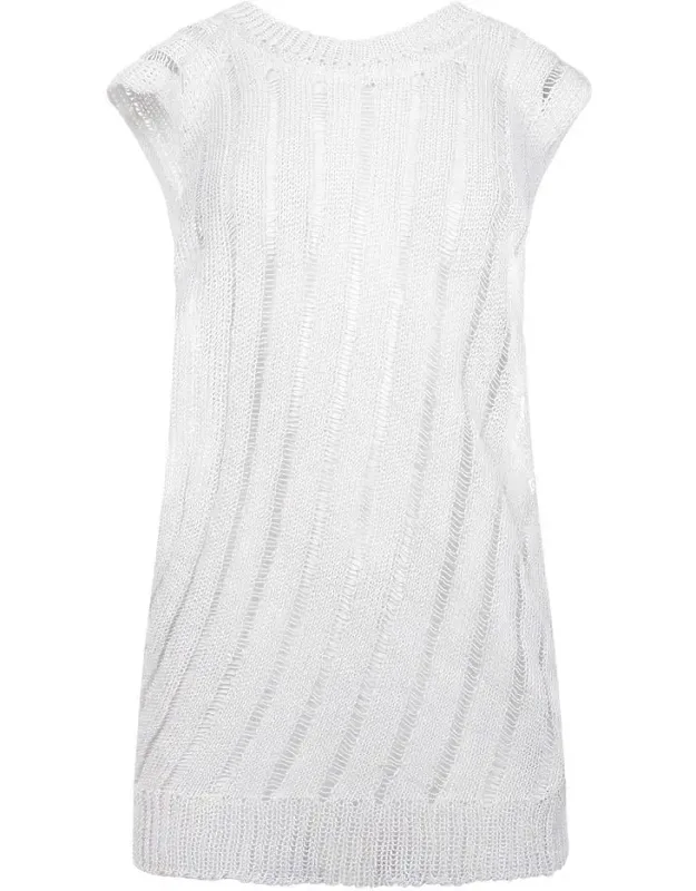 Sweater With V-neck And Completely Perforated