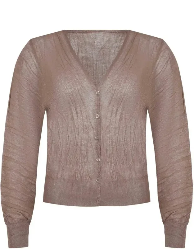 Sweater With V-neck And Pleated Effect