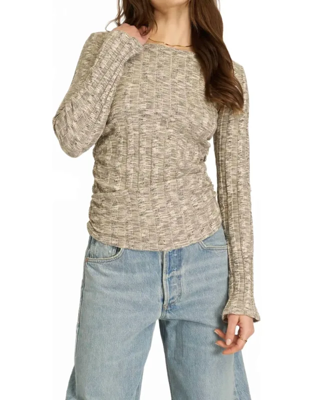 Sanna Boat Neck Rib Long Sleeve Top