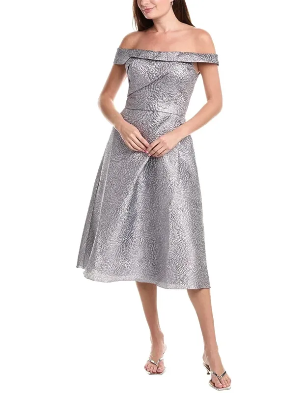 Off-the-shoulder A-line Brocade Cocktail Dress