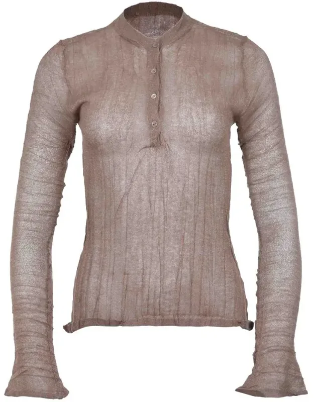 Sweater With Ribbed Crew Neck And Pleated Effect