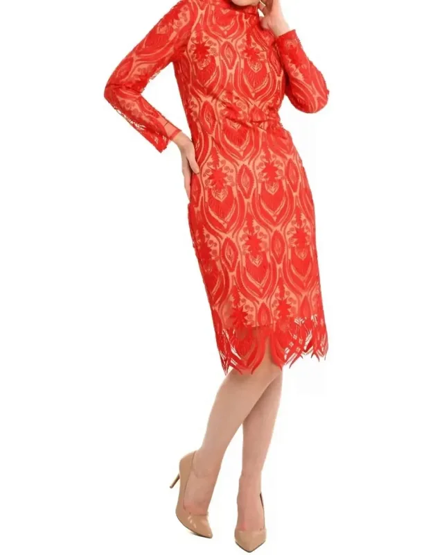 The Gardner Mock Neck Lace Sheath Dress