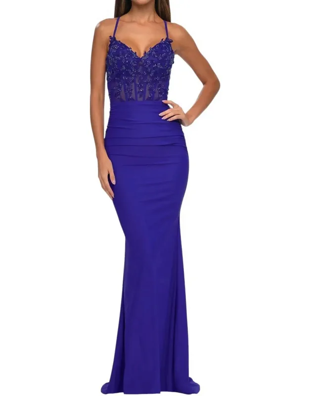 Sheer Net Bodice Prom Dress
