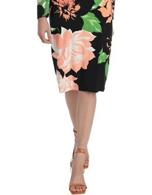 Floral Print Midi Sheath Dress - Perfect Length & Elegant