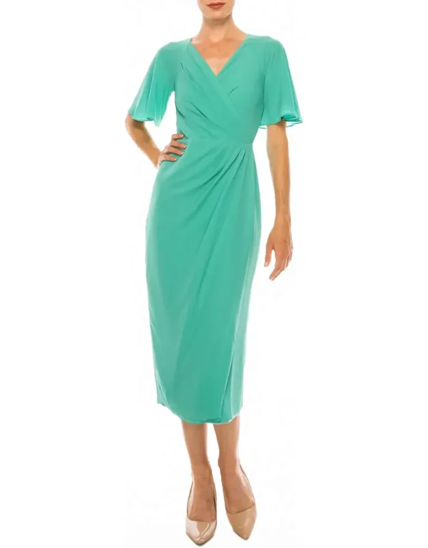 Short Sleeve Wrap Midi Dress