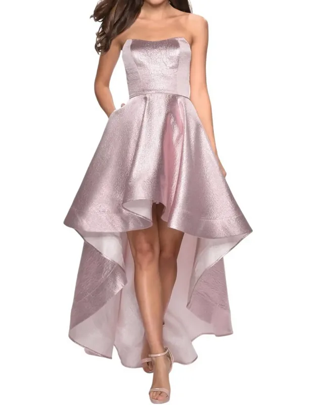 Glamorous Metallic High Low Prom Dress