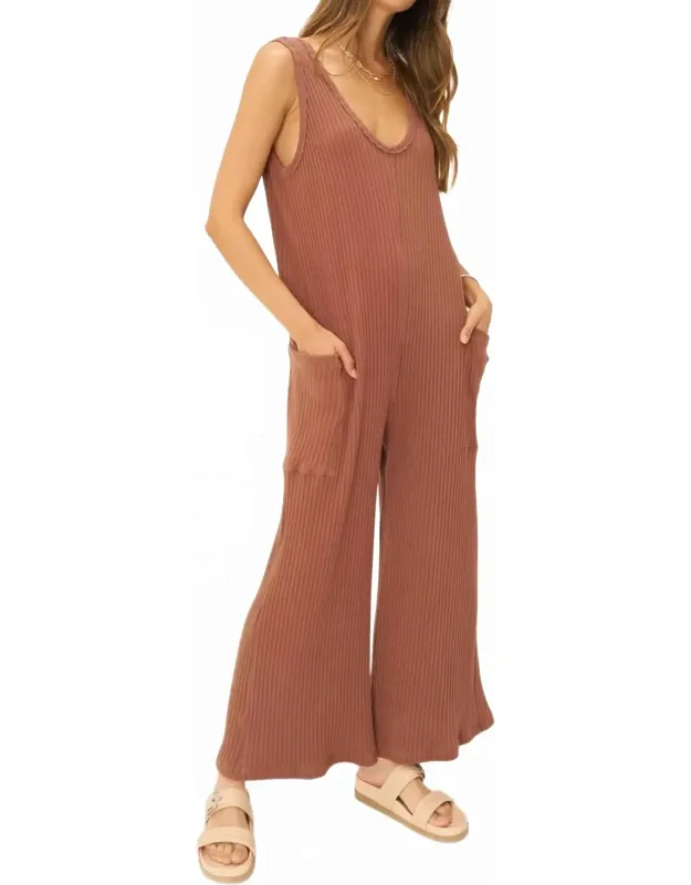 Santa Maria Sweater Rib Wide Leg Jumpsuit