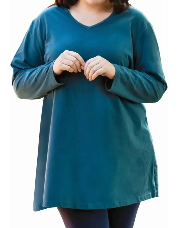 Jersey V-neck Long Sleeve Tunic