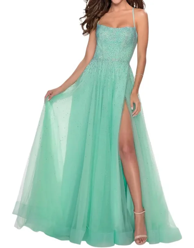 Heavily Beaded Bodice Prom Dress