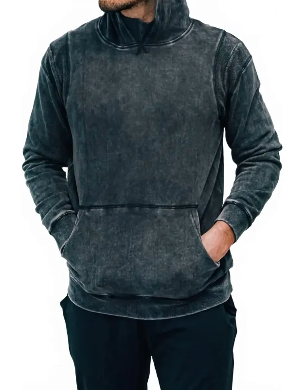 Fleece Hoodie With Long Dropped Sleeves And Hooded Crew Neckline