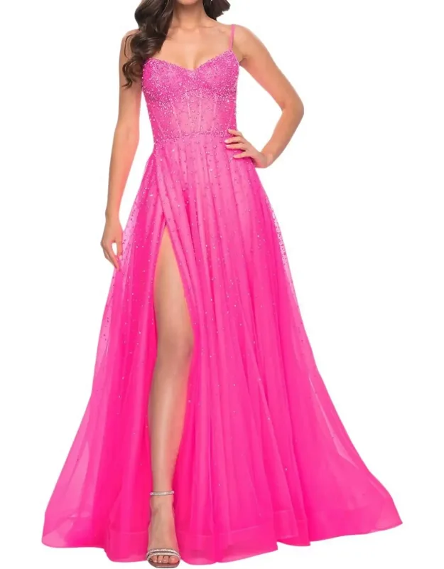 A-line Rhinestone Prom Dress