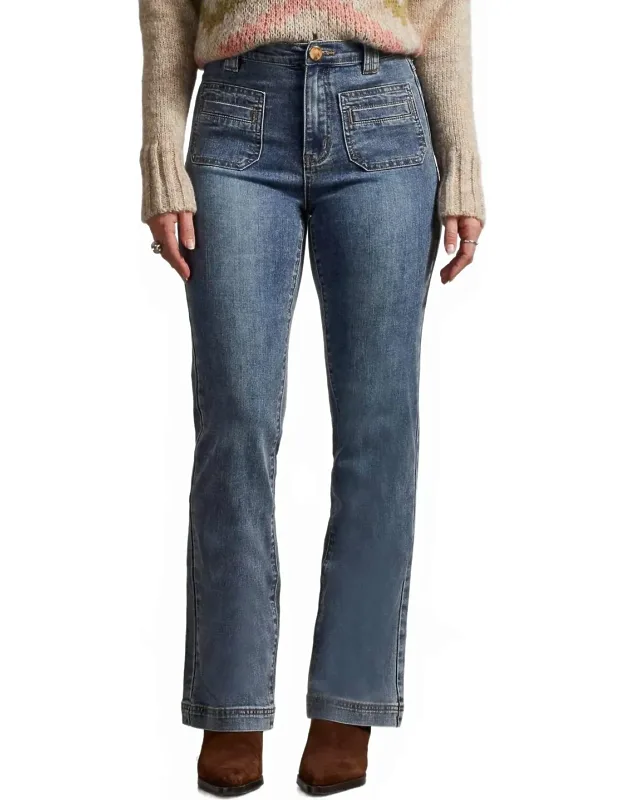 Brooke Patch Pocket Micro Flare Jeans With High-rise Waist And Flared Leg