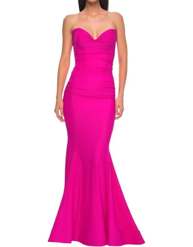 Strapless Draped Neckline Mermaid Prom Dress