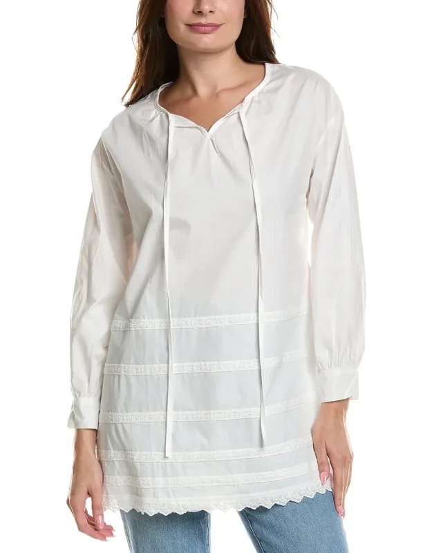 & Top With Self-tie Front Detail, Button Cuffs