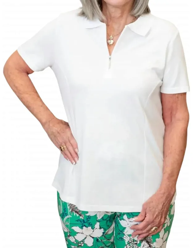 Short Sleeve Knit Polo Top
