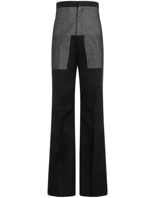 Pants With Grey Contrasting Inserts And High Waist
