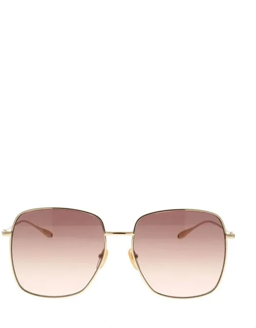 Eyewear Sunglasses Gold Shaded Square Metal