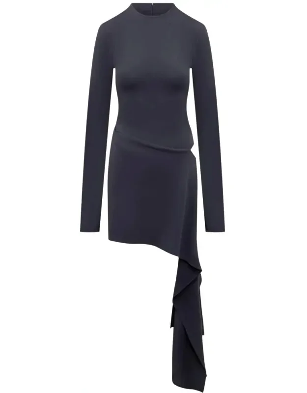 Mini Dress With Back Zipper Closure And Slit At Hip