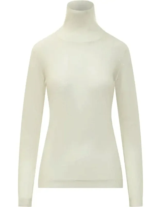 Turtleneck Sweater With High Collar And Appliqué Sequins