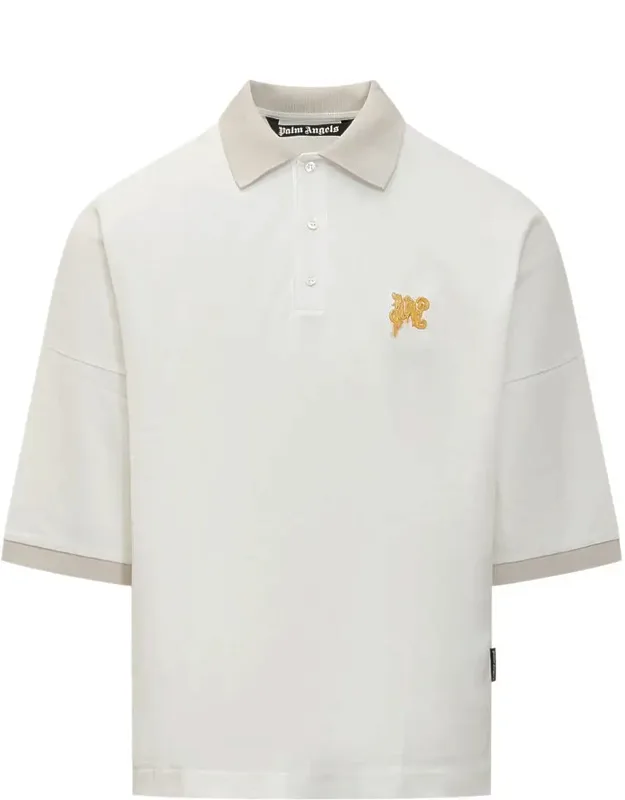 _polo Shirt With Contrasting Ribbed Hems And Three-button Closure_