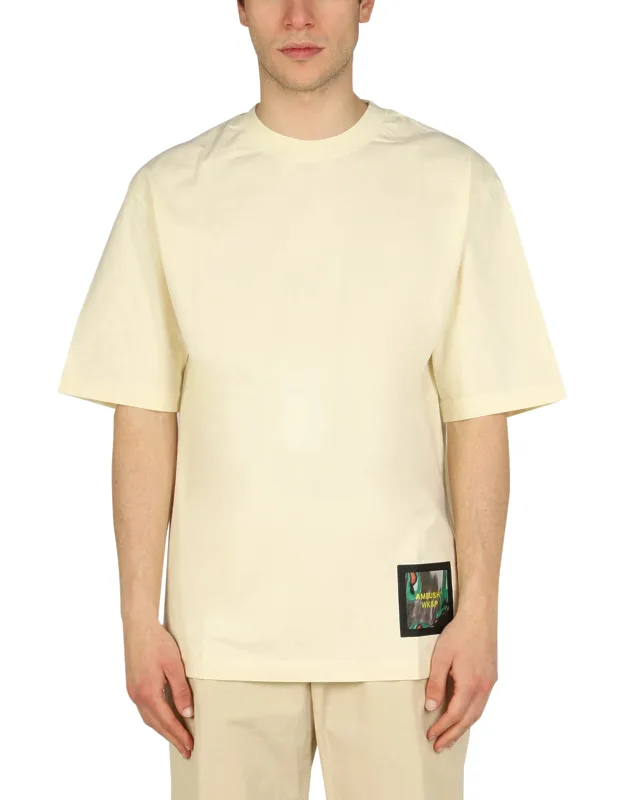 Ambush Logo Patch T-shirt, Necklace Logo Patch, 100% Cotton