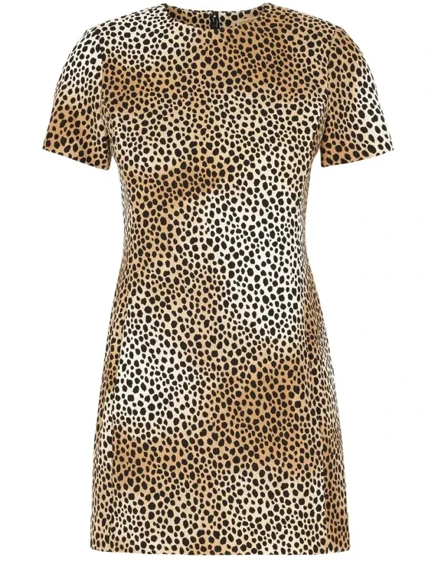 Mini Dress With All-over Leopard Print In Tech Fabric Blend