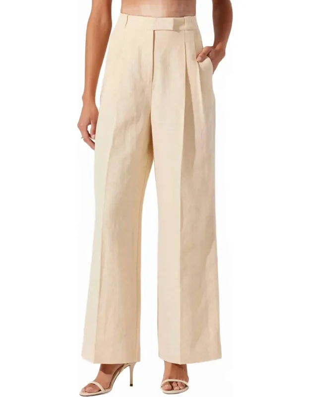 Linen Blend Pleated Pants