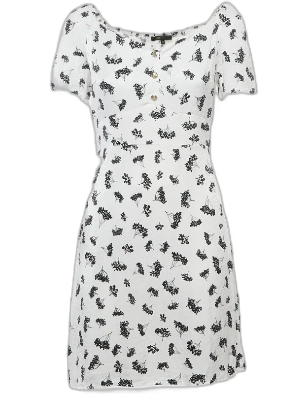 Patterned Crepe Printed Smocked Mini Dress