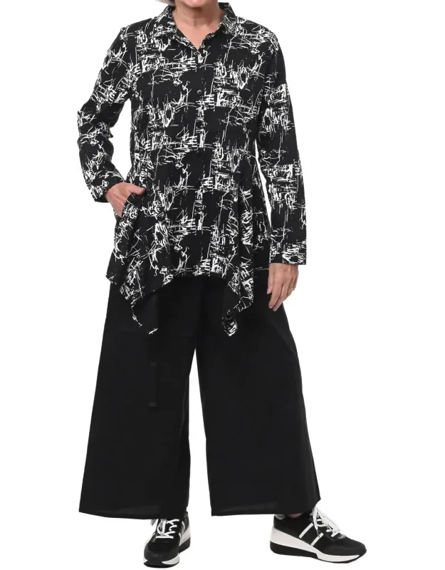 Tunic In Etching With Long Sleeves And Side Seam Pockets