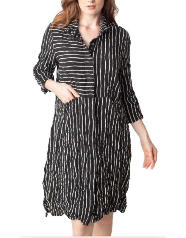 Crimp Stripe Shirt Dress