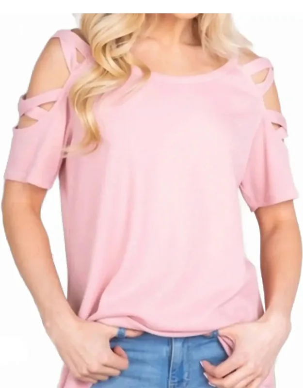 Crisscross Cold Shoulder Top