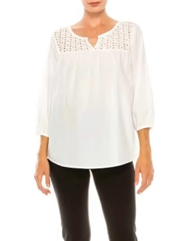 Eyelet Split Neck Swing Top