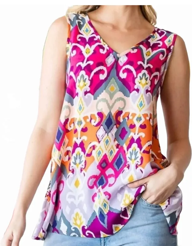 Flare V-neck Top With Self Tie Back