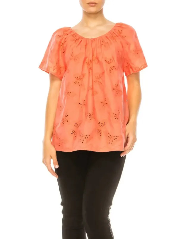 Butterfly Eyelet Short Sleeve Top