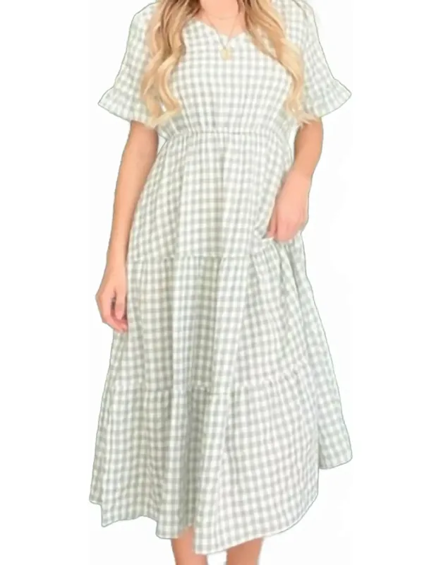 Gingham Check Print Summer Maxi Dress
