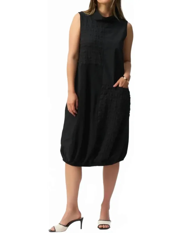 Bubble Jacquard Sleeveless Cocoon Dress