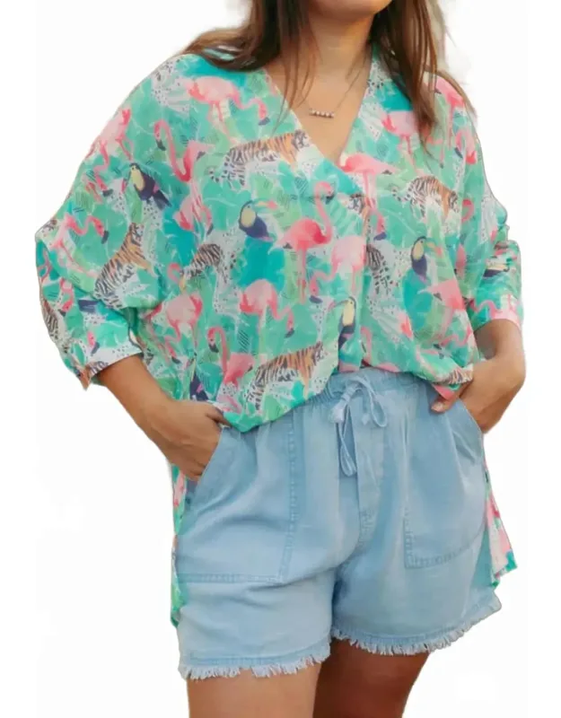Flamingo Jungle Top