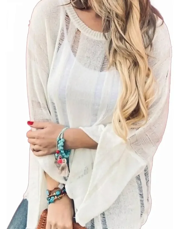 Distressed Effect Lightweight Knit Top