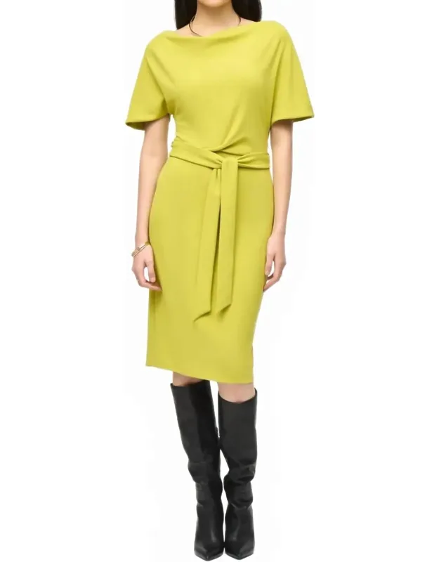 Scuba Crepe Belted Dress