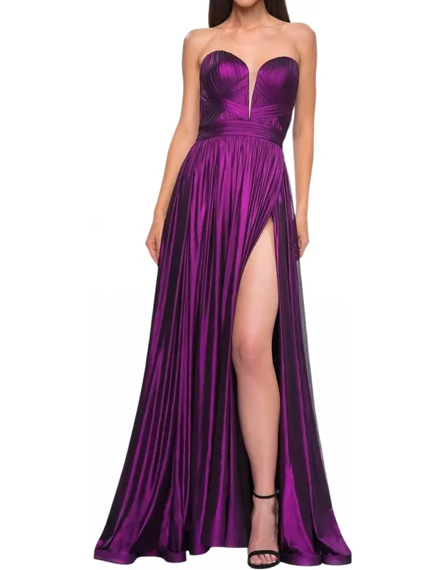 Stunning Ruched Metallic Jersey Prom Dress