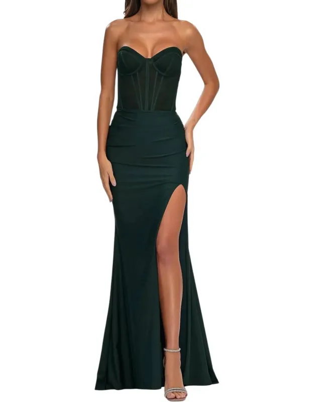 Long Jersey Corset Top Prom Dress