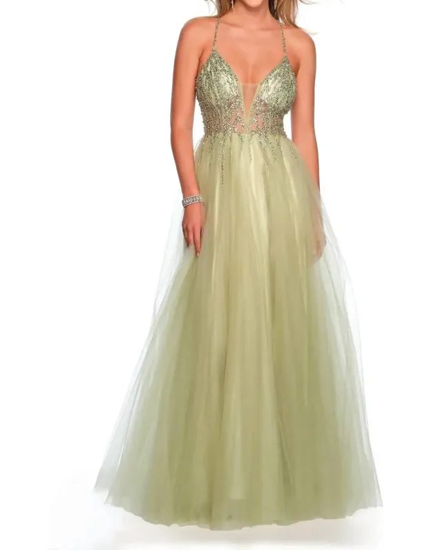 Dazzling Sequined Top Prom Dress