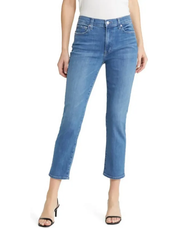 Bree Mid Rise Straight Crop Jean With Mid-rise Waist And Slim Straight Leg Fit